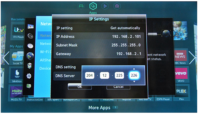 Телевизор samsung плеер. Сервер DNS для телевизора Samsung Smart TV. DNS для смарт ТВ самсунг. Плеер на телевизор самсунг смарт ТВ. Что такое сервер ДНС на телевизоре самсунг.